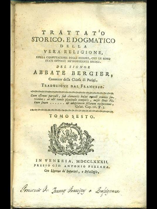 Trattato storico e dogmatico della vera religione Vol. 6 - Nicolas Sylvestre Bergier - 8