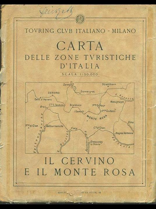 Carta delle zone turistiche d'Italia: Il Cervino e il Monte Rosa - copertina