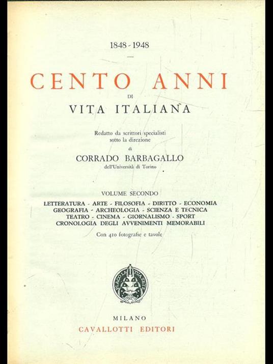 Cento anni di vita italiana Vol. 2 - Corrado Barbagallo - copertina