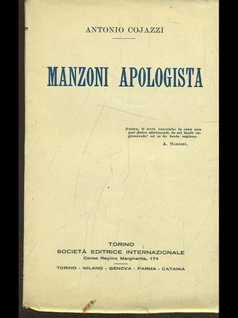 Manzoni apologista - Antonio Cojazzi - copertina