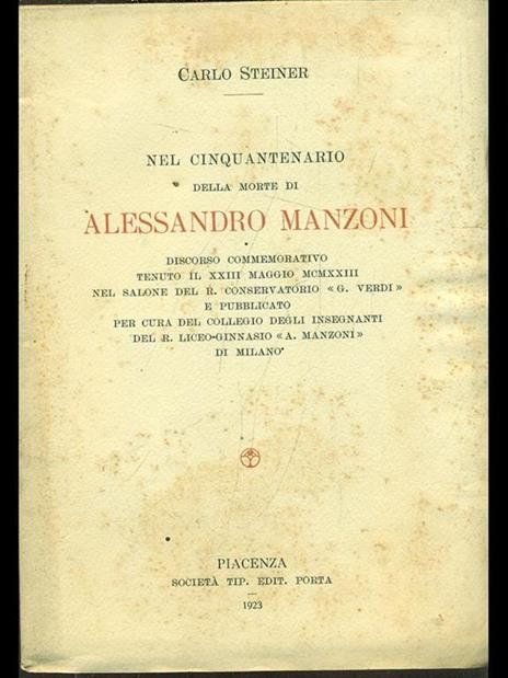 Nel cinquantenario della morte di AlessandroManzoni - Carlo Steiner - 9