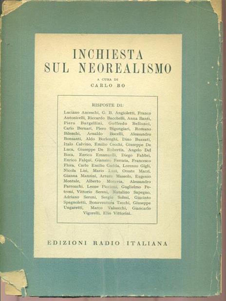 Inchiesta sul neorealismo - Carlo Bo - copertina