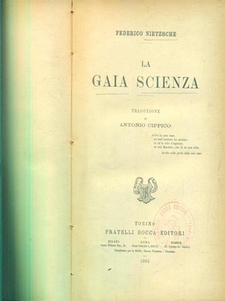 La gaia scienza - copertina