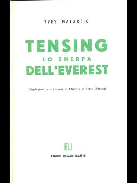 Tensing lo sherpa dell'everest - Yves Malartic - copertina