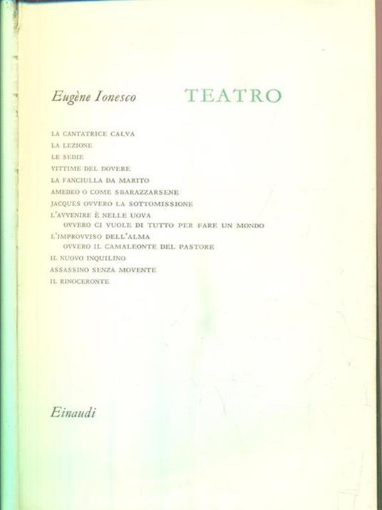 Teatro - Eugène Ionesco - copertina
