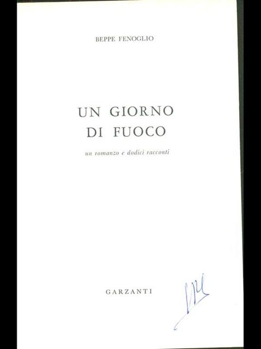 Un giorno di fuoco - Beppe Fenoglio - copertina