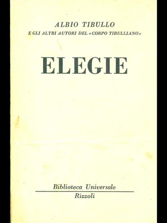 Elegie - Albio Tibullo - copertina