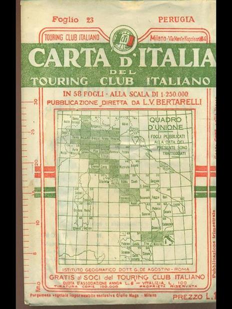 Carta d'Italia del Touring Club Italiano: foglio 23 Perugia - Luigi V. Bertarelli - 10