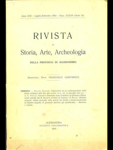 Rivista di Storia, Arte, Archeologia annoXIX. Luglio-settembre 1910. Fasc. XXXIX serie II - 5