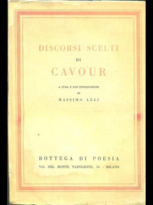 Discorsi scelti - Camillo Cavour - copertina