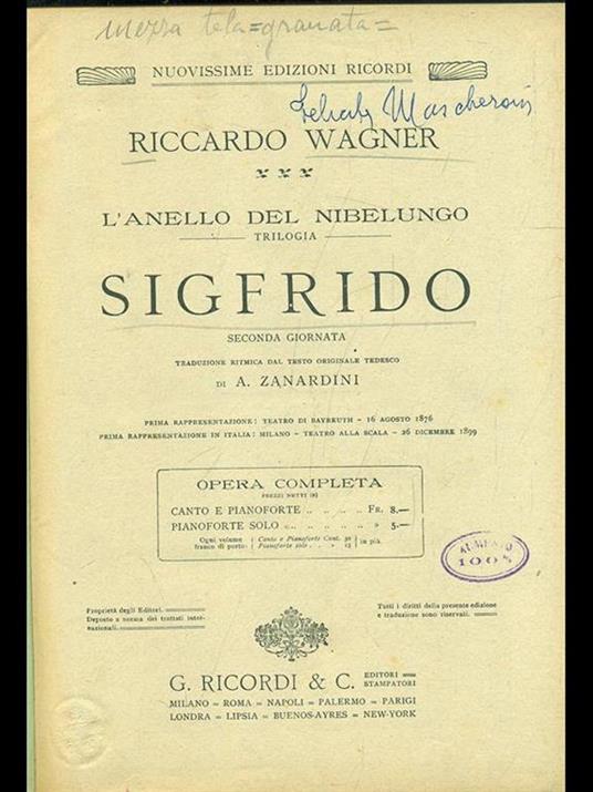 L' anello del Nibelungo. Sigfrido - Richard Wagner - Libro Usato - Ricordi  - | IBS