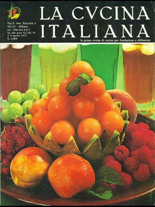 La cucina italiana n.8 agosto 1975 - copertina