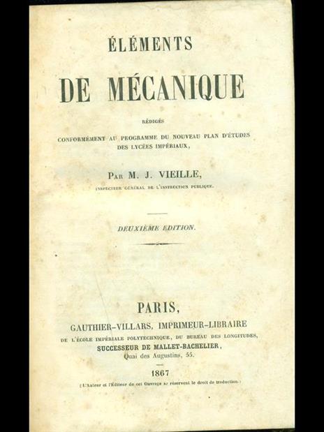 Elements de mecanique - M. J. Vieille - 6