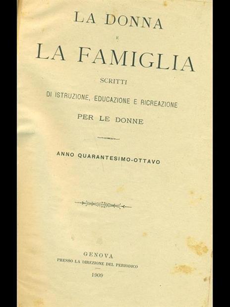 La donna e la famiglia 1909-1911 - copertina