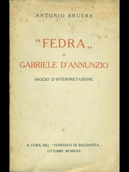 Fedra di Gabriele D'Annunzio - Antonio Bruers - copertina