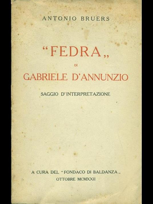 Fedra di Gabriele D'Annunzio - Antonio Bruers - copertina