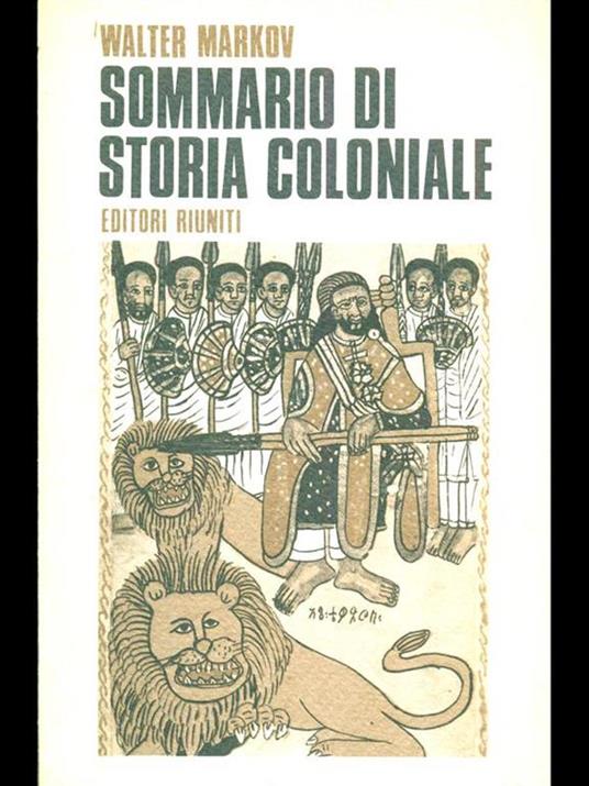 Sommario di storia coloniale - Walter Markov - copertina
