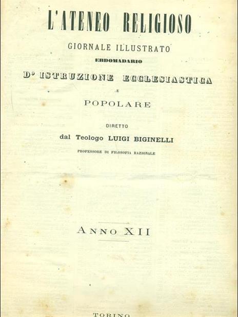 L' ateneo religioso 1880 - Luigi Biginelli - copertina