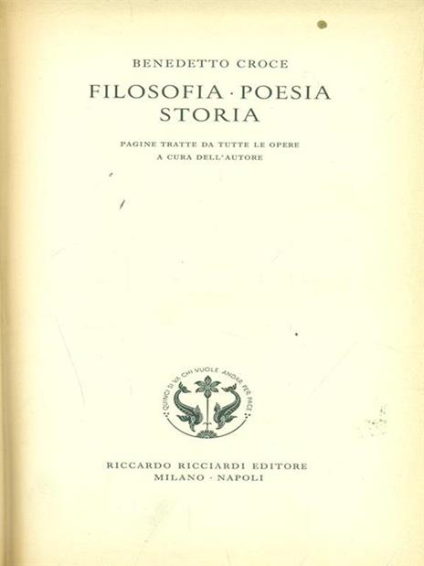 Filosofia-Poesia-Storia - Benedetto Croce - Libro Usato - Riccardo  Ricciardi - La letteratura italiana | IBS