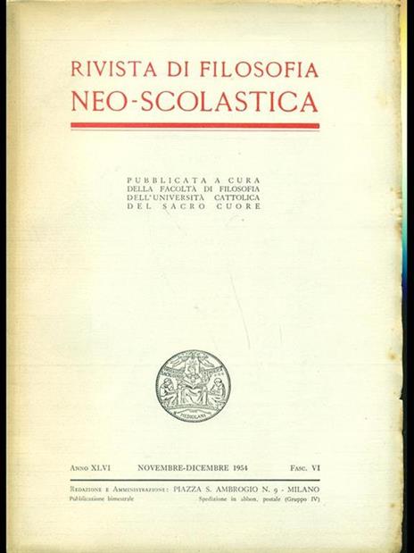 Rivista di filosofia neo-scolastica fasc. 6anno1954 - 7