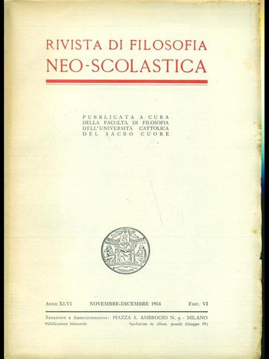 Rivista di filosofia neo-scolastica fasc. 6anno1954 - 3