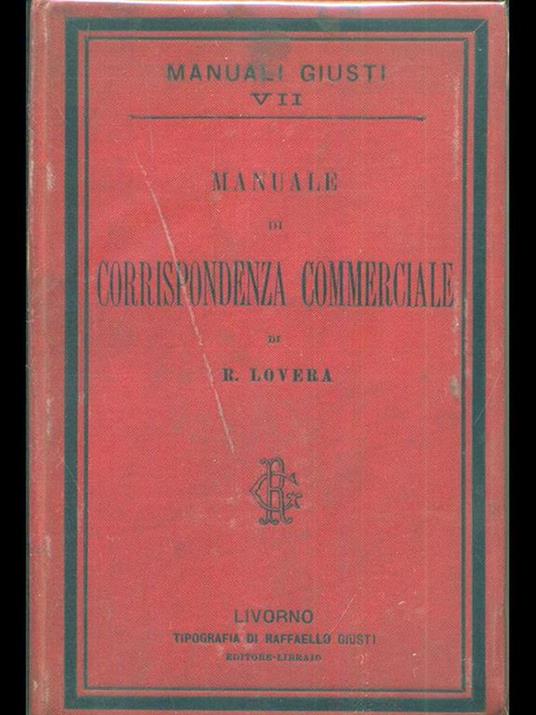 Manuale di corrispondenza commerciale - Romeo Lovera - copertina