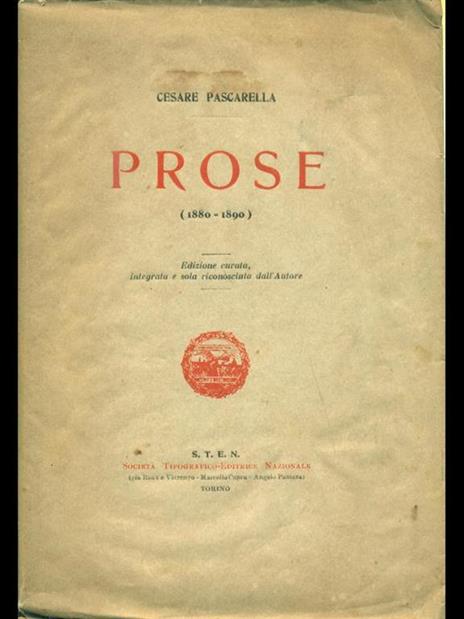Prose (1880-1890) - Cesare Pascarella - copertina