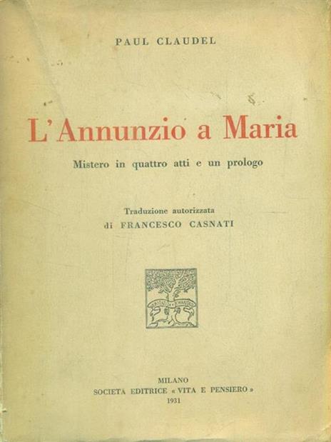 L' Annunzio a Maria - Paul Claudel - copertina
