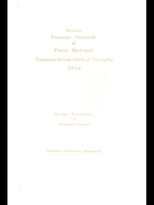 Secondo Concorso Nazionale di Poesia Dialettale Tommaso Grossi- Città di Treviglio 1956 - copertina