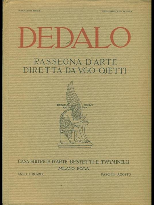 Dedalo Anno I MCMXX Fasc. III Agosto - copertina