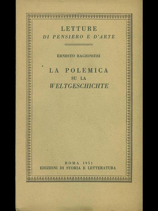 La polemica su la «Weltgeschichte» - Ernesto Ragionieri - copertina