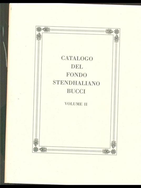 Catalogo del fondo Stendhaliano Bucci volume II - copertina