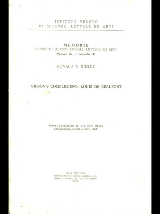 Gibbon's Complement: Louis De Beaufort - Ronald T. Ridley - 3
