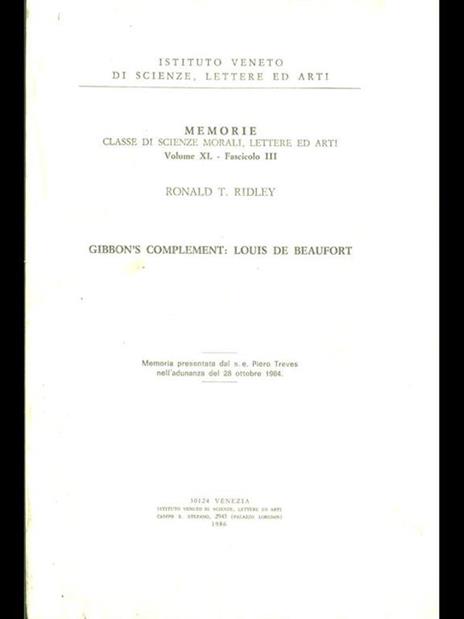 Gibbon's Complement: Louis De Beaufort - Ronald T. Ridley - 8