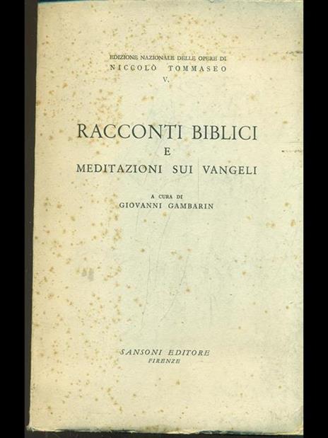 Racconti biblici e meditazioni sui Vangeli - Niccolò Tommaseo - copertina
