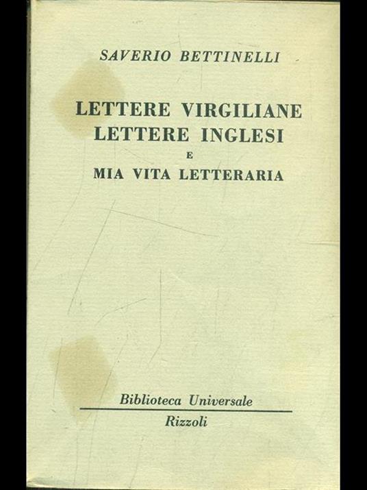 Lettere virgiliane lettere inglesi e miavita letteraria - Saverio Bettinelli - copertina