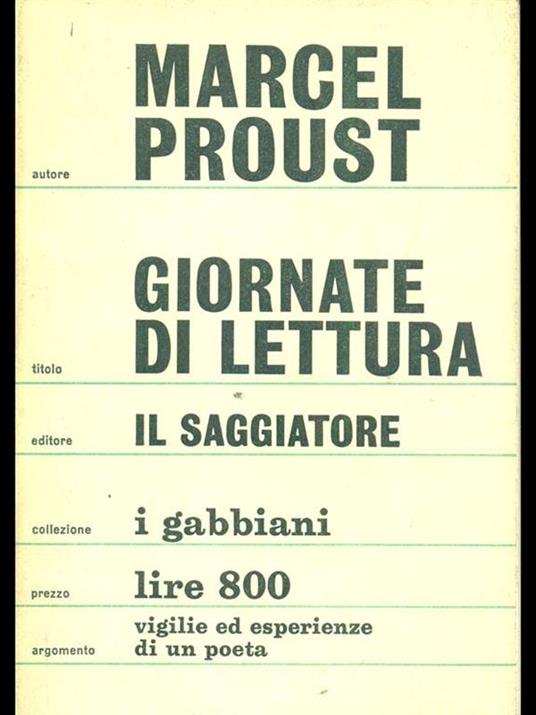 Giornate di lettura - Marcel Proust - copertina