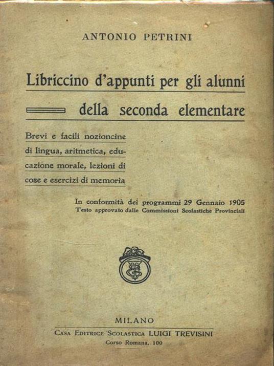 Libriccino d'appunti per gli alunni della seconda elementare - Armando Petrini - 2