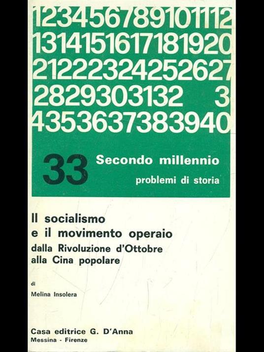 Il socialismo e il movimento operaio - Melina Insolera - copertina