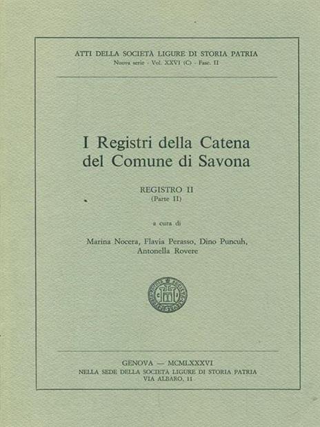 I Registri della Catena del Comune di Savona registro II parte 2 - copertina