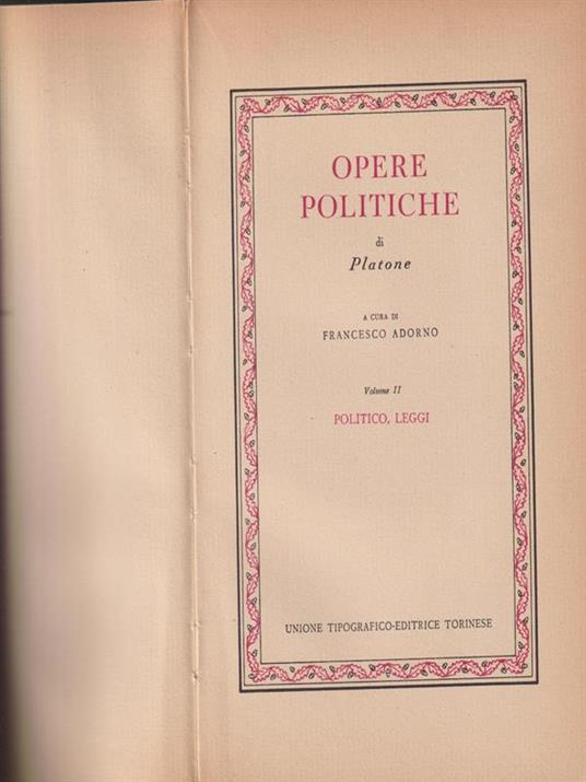 Opere politiche vol II - Platone - copertina