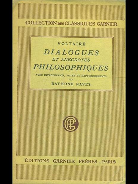 Dialogues et anectodes philosophiques - Voltaire - copertina