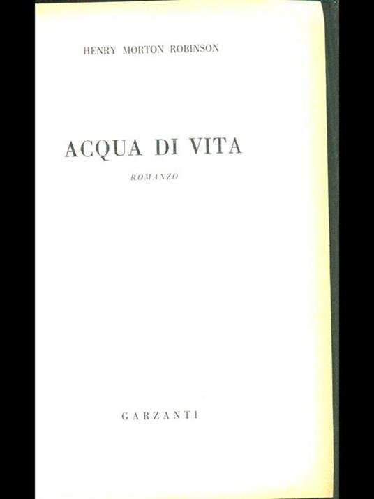 Acqua di vita - Henry M. Robinson - copertina