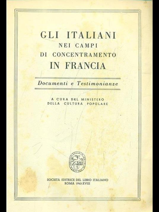 Gli italiani nei campi di concentramento in Francia - copertina