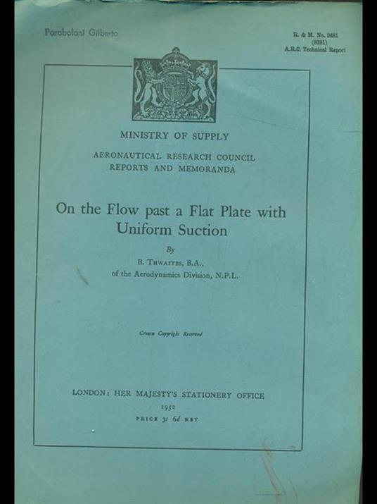 On the flow past a flatplate with uniform suction - copertina