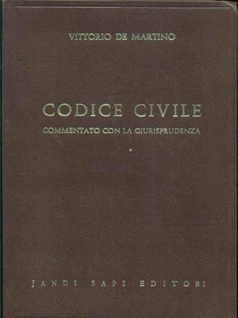 Codice civile tomo 1 - Vittorio De Martino - copertina