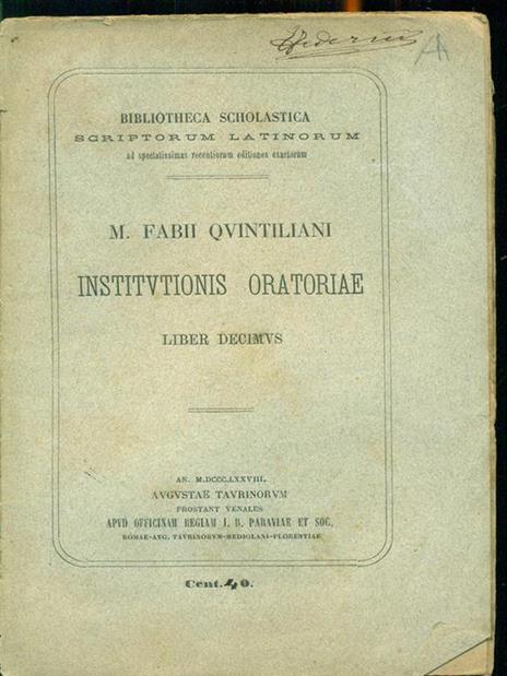 Institutionis Oratoriae. Liber decimus - M. Fabio Quintiliano - 9
