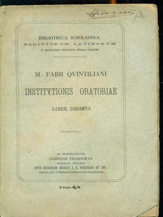 Institutionis Oratoriae. Liber decimus - M. Fabio Quintiliano - 5