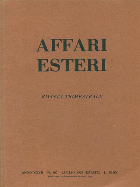 Affari esteri anno XXVII. N107. Luglio 1995 - 7