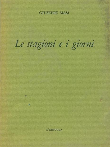 Le stagioni e i giorni - Giuseppe Masi - copertina